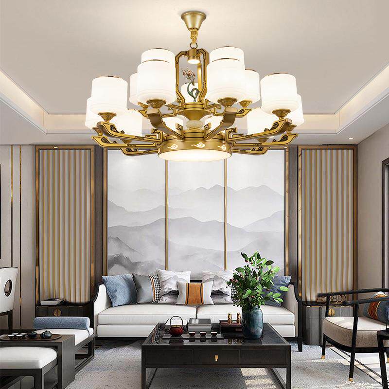 新中式锌合金吊灯客厅酒店餐饮包间灯别墅复式楼灯led中式风格