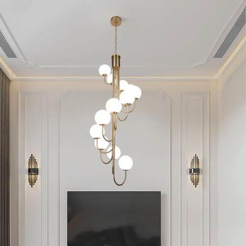 法式楼梯吊灯长吊灯简约现代旋转loft公寓挑空客厅灯小复式楼吊灯