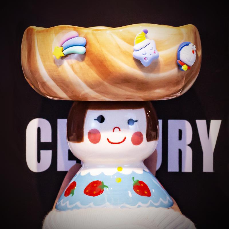 水杯马克杯女高颜值陶瓷可爱甜品碗燕麦片早餐牛奶卡通办公室创意