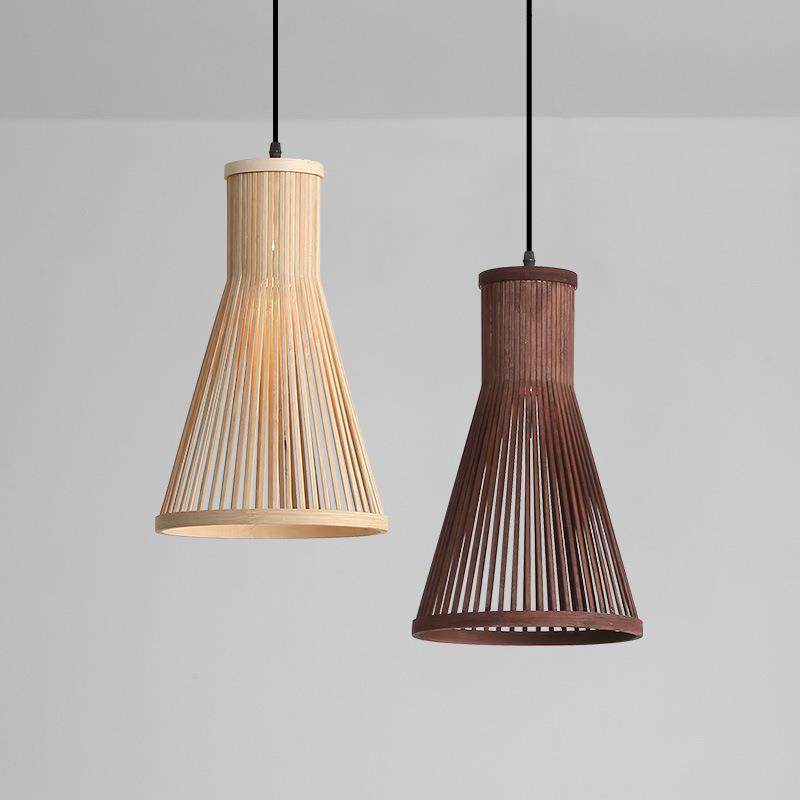 现代日式竹编吊灯竹艺灯具餐厅吧台竹本色灯饰过道走廊咖啡色吊灯