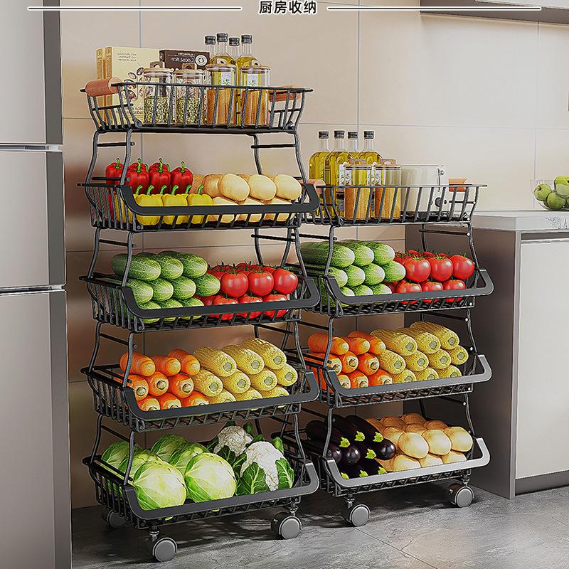 厨房蔬菜置物架菜架收纳篮多层落地蔬果收纳筐放水果家用收纳架
