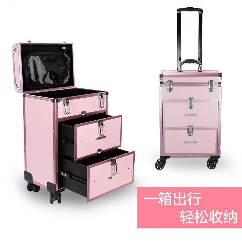 铝合金防火板拉杆化妆箱可拆卸万向轮美甲纹绣美容工具收纳箱现货
