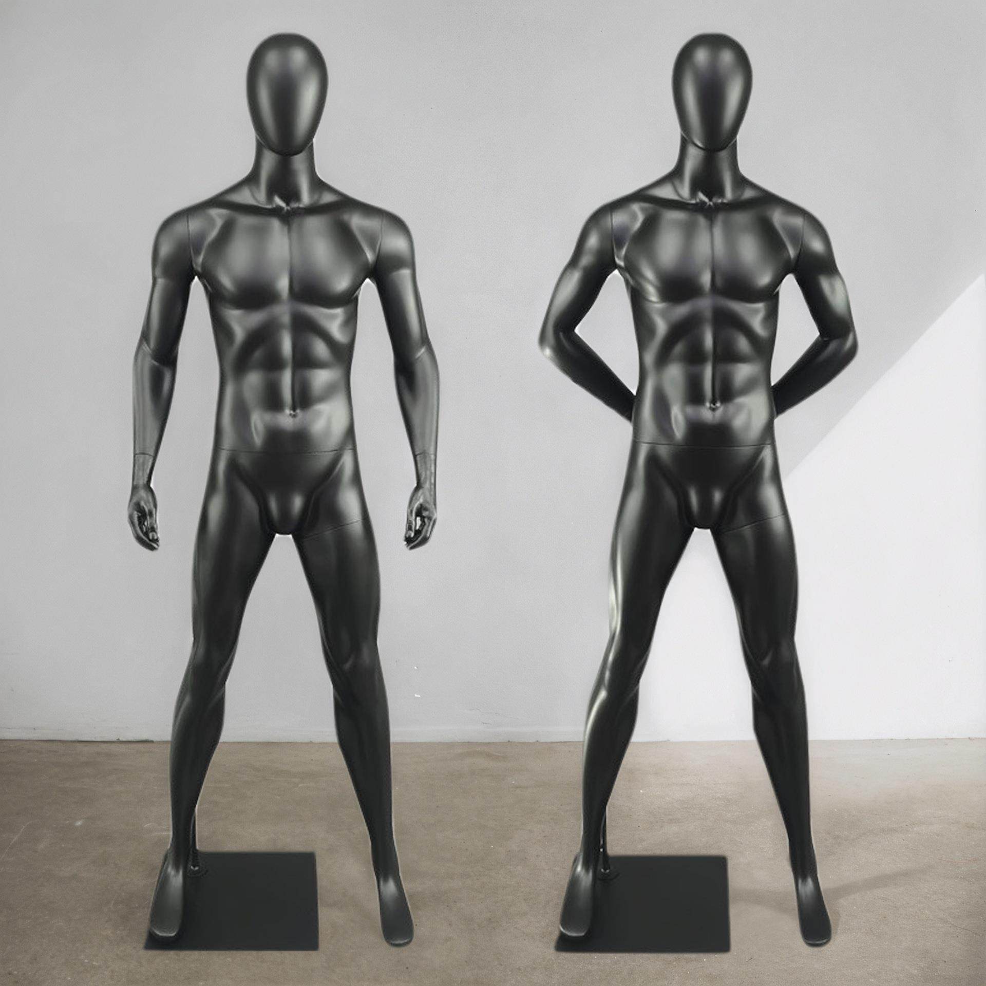 模特道具女运动服装展示架背心男站立全身假人背手肌肉人偶玻璃钢