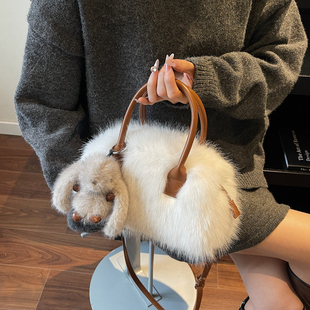 超火洋气毛绒绒手提包包女2025新款秋冬季单肩包毛毛斜挎包小拎包