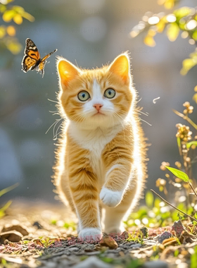 田园猫猫绘画可爱风格自粘贴画防水装饰室内墙上房间宿舍贴纸