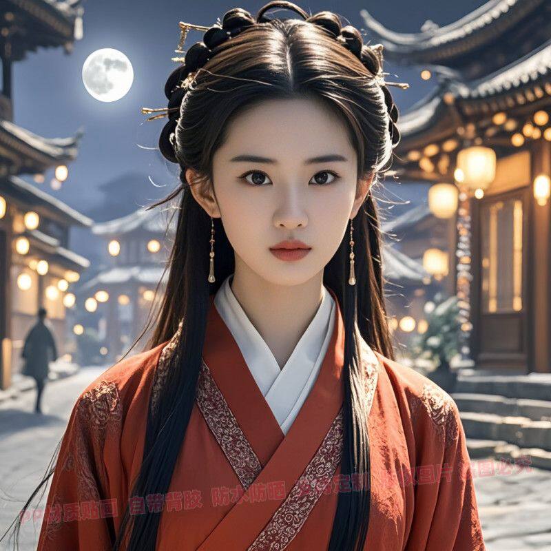 爆款 古风美女人物风格自粘贴画软装墙贴