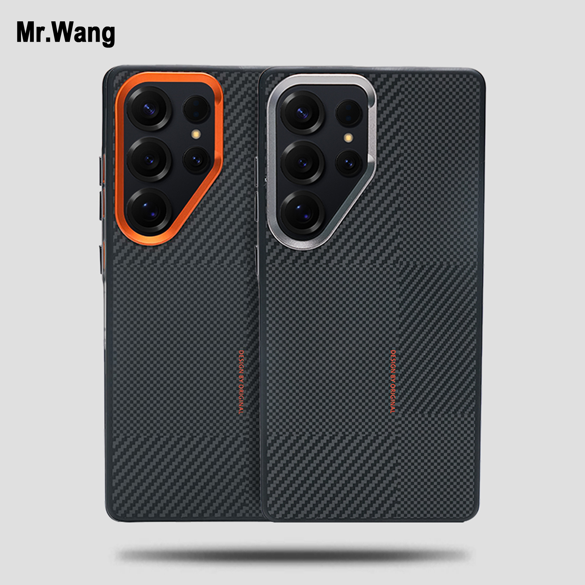 金属撞色镜头框凯夫拉纹磁吸手机壳适用于三星GalaxyS25Ultra防摔