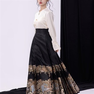 仿妆花马面裙套装 明制汉服新中式 国风日常汉服 镜花朱颜 云上织