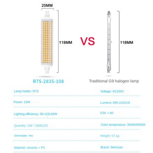 LED 13W高亮118MM无屏闪R7S玻璃陶瓷灯管双端灯替换卤素灯管