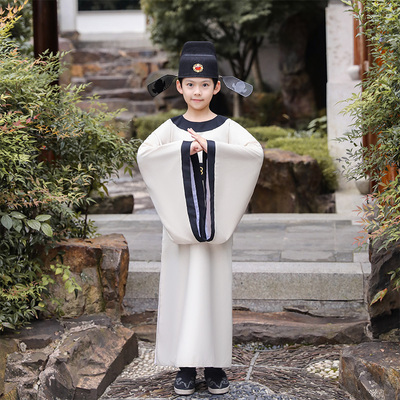 男童汉服李白杜甫诗人服装屈原书生儿童古装唐代古诗词朗诵演出服