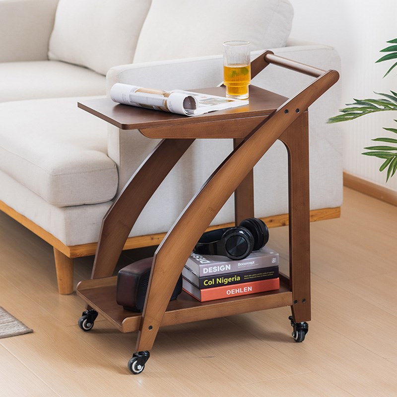 客厅小推车零食收纳置物架子中古风可移动餐车家用沙发边几茶水车