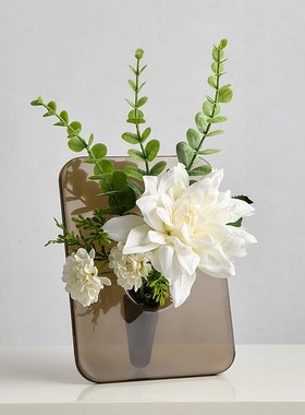花瓶摆件客厅插花亚克力透明高级感艺术插花电视酒柜桌面办公装饰