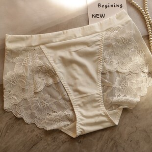 性感蕾丝牛奶丝女士内裤 胖妹妹大码 薄款 透气 中腰舒适无痕小平角裤