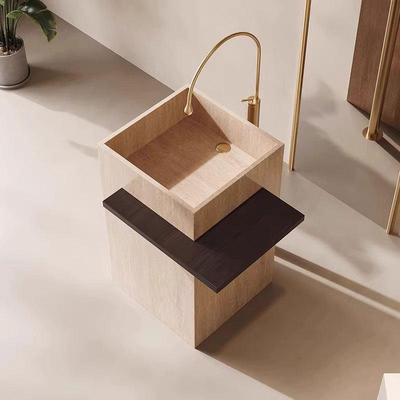 岩板立柱盆户外庭院洗手池一体落地式洗脸盆阳台洗漱台面酒店定制