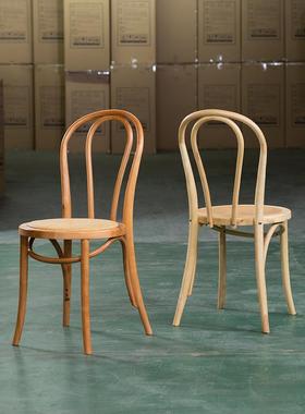 实木餐椅弯曲木靠背Pyet椅子法国覆古椅子旧斯堪的纳维亚成人Sant