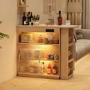 日式 岩板纹吧台桌可伸缩高级隔断小户型家用客厅多功能收纳柜岛台