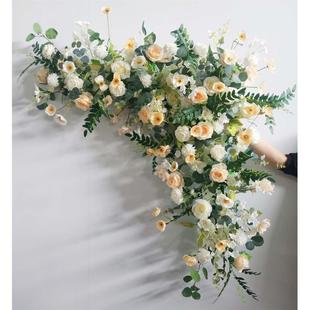 婚庆三角花排结婚拱门花舞台背景迎宾区布置排花仿真绢花花艺 新款