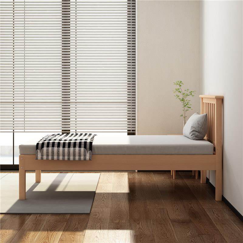 日式单人床实木成人1.2米1m.5榉木儿童床家用简约小户型出口北欧