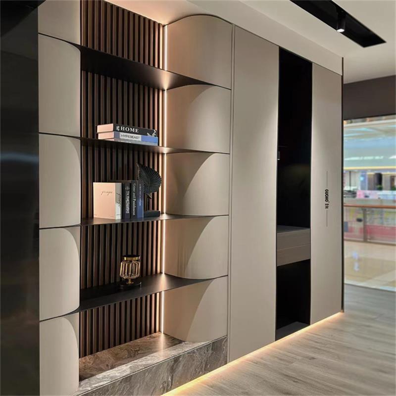 不锈钢层板实心钢板铝板隔板置物架层板带灯黑色一字层板实心铝板