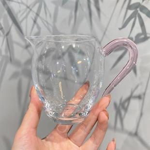 透明高硼硅玻璃公道杯 惊蛰 加厚带把家用耐热防烫茶海功夫茶具