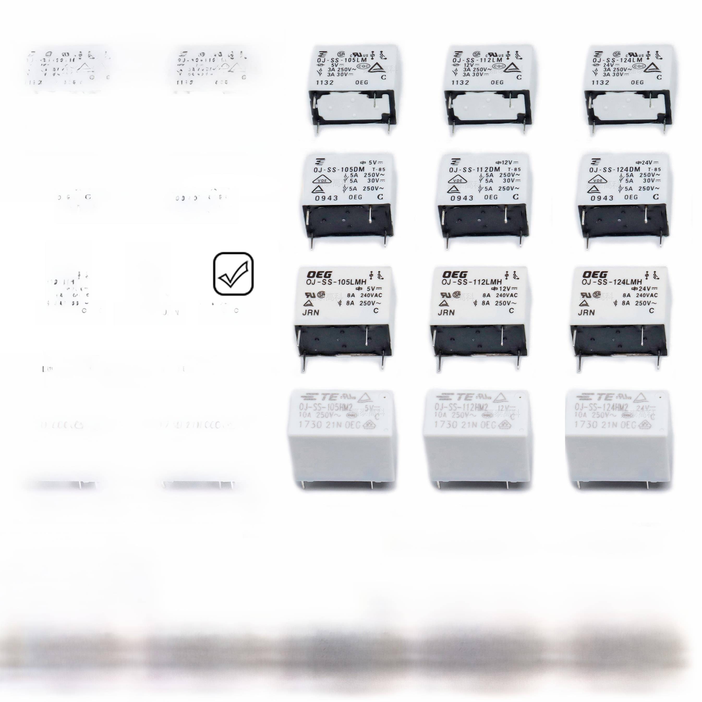 泰科TE继电器OJ-SS-105 112 124LM DM LMH HM2 3A5A8A10A 4脚 OEG
