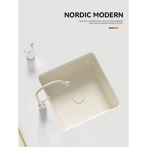 奶油风小户型方形嵌入式陶瓷台下盆洗手盆吧台卫生间阳台家用哑光