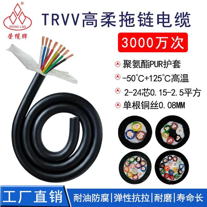高柔性拖链电缆线TRVV2-24芯聚氨酯电线耐酸碱耐腐蚀水下电源线