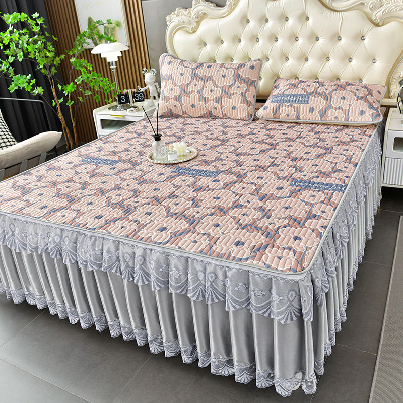 夏季床裙款乳胶凉席三件套夏天冰丝席公主风软凉席防滑床罩可机洗,床上用品,乳胶席,淘宝优惠券,粉丝福利购,淘宝优惠卷