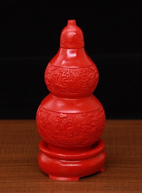 红色朱砂中式家居风水摆饰宝葫芦龙凤呈祥镇宅葫芦客厅玄关工艺礼