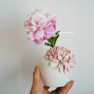 家居装 森林熊 香薰扩香器 手捏花造型陶瓷桌面花瓶 饰 重工设计