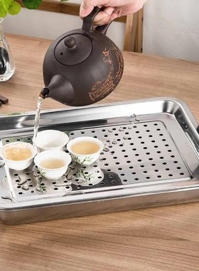 04不锈钢沥水盘沥油盘 商用长方形冲孔托盘平底方盘双层漏盘套装