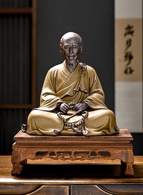 弘一法师陶瓷摆件历史人物李叔同高僧雕塑家居玄关客厅书房工艺品