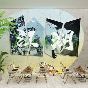 网红拍照区布置打卡点背景奶茶店咖啡馆厅民宿房间墙面壁装 饰摆件