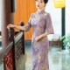 日常气质新中式 高档改良倒大袖 复古风连衣裙 2025新款 紫色旗袍长款