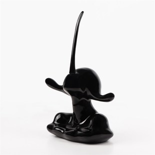 简约黑色长鼻子创意人物摆件雕塑卡通样板间售楼处儿童房软装 饰品