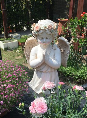 天使摆件欧式做旧花园装饰复古庭院户外园艺院子雕塑幼儿园小仙女