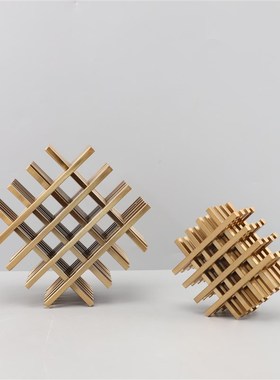 现代创意金属几何井字格摆件卧室客厅玄关样板房电视柜家居饰饰品