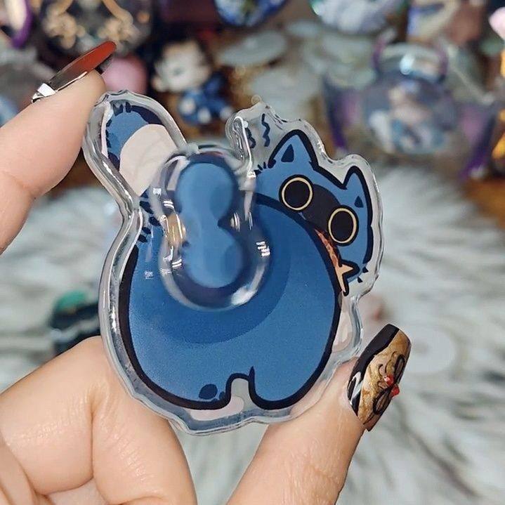 捣蛋可爱创意猫猫旋转钥匙扣个性亚克力挂饰搞怪包包背包挂件