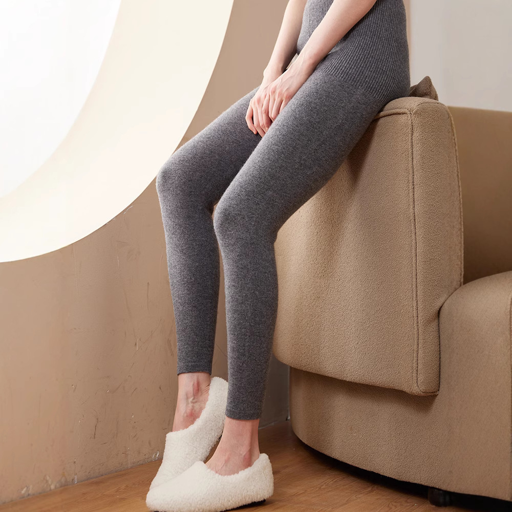 【刘雯同款】秋冬新款羊绒紧身裤女纯色山羊绒内穿高腰修身打底裤