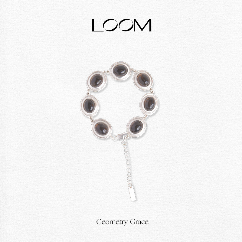 LOOM茶晶手链茶水晶天然复古哑光纯银S925手镯新中式简约艺术清冷