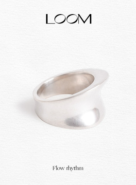LOOM流动结构造型戒指S925纯银规则小众高级百搭气质宽面戒指女