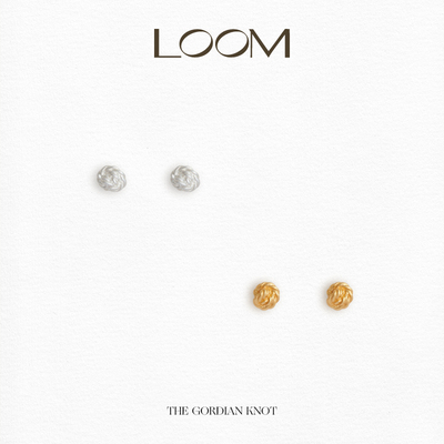 LOOM纯银哑光绳结耳钉