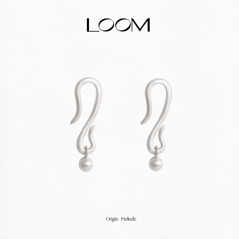 LOOM钩形耳钉纯银S925哑光小众设计复古原创简约高级感通勤