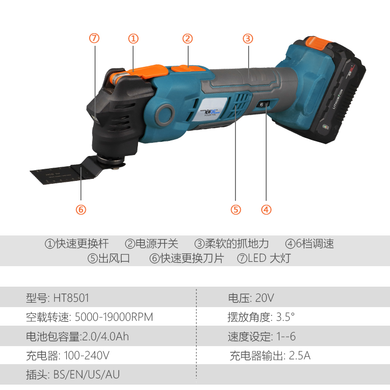 20V锂电充电式万用宝多功能修边机切割机家用整边机切割打磨铲