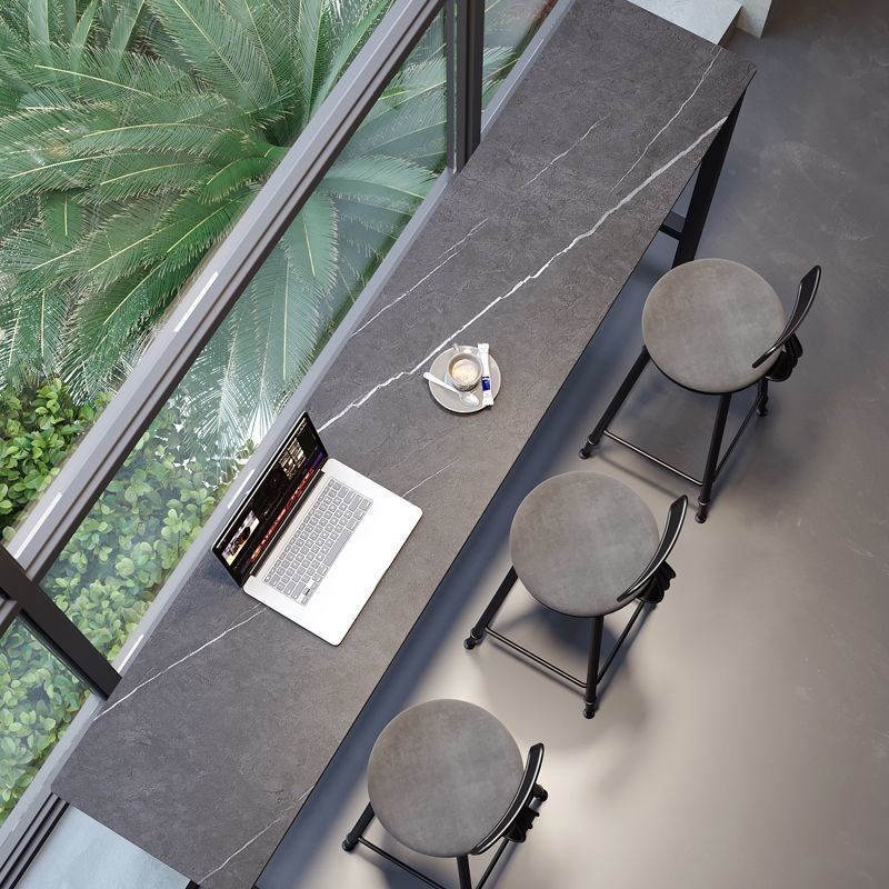 岩板靠墙吧台桌高脚桌简约家用客厅餐桌窄桌长条桌奶茶店桌椅组合