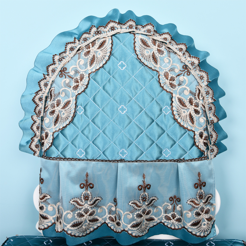 蓝色梳妆台镜子帘布艺蕾丝款梳妆台罩欧式遮挡帘门帘凳子桌面定做