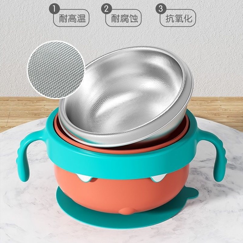 皇宠宝宝注水碗辅食儿童宝宝餐盘婴儿吸盘防烫不锈钢保温碗恒温碗