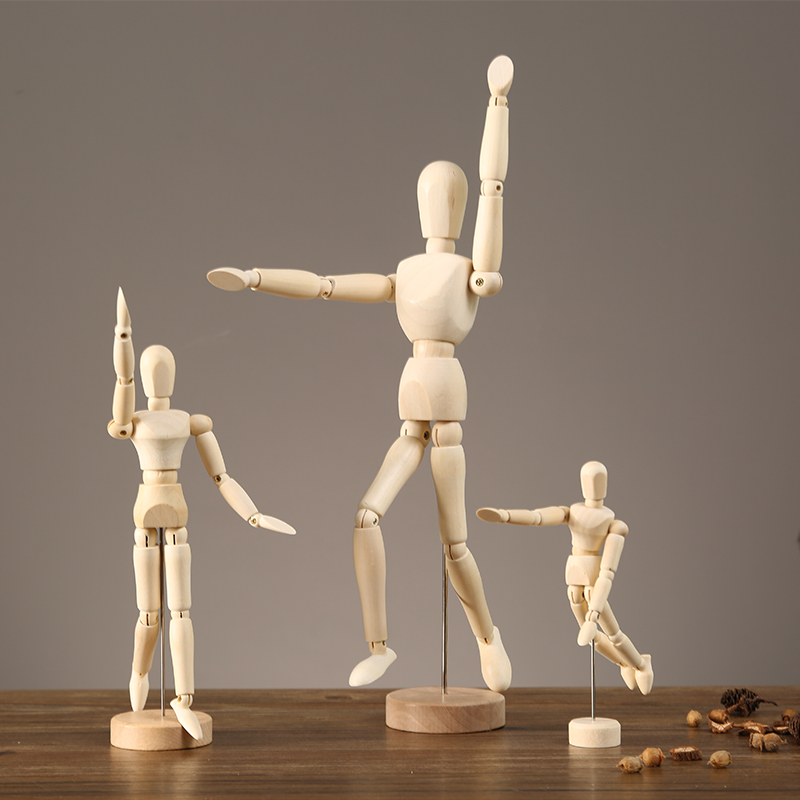 桌面木偶人关节手指模型可动小木头人体摆件服装店艺术家居装饰品