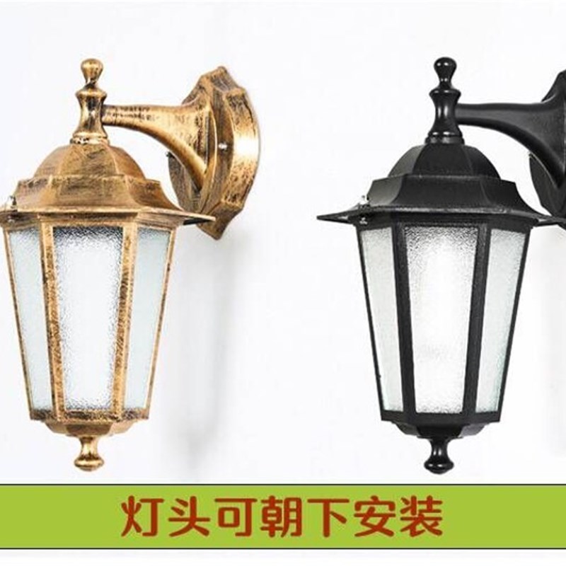 包邮六角壁灯户外灯具室外墙灯饰欧式复古阳台防水仿古古铜黑色