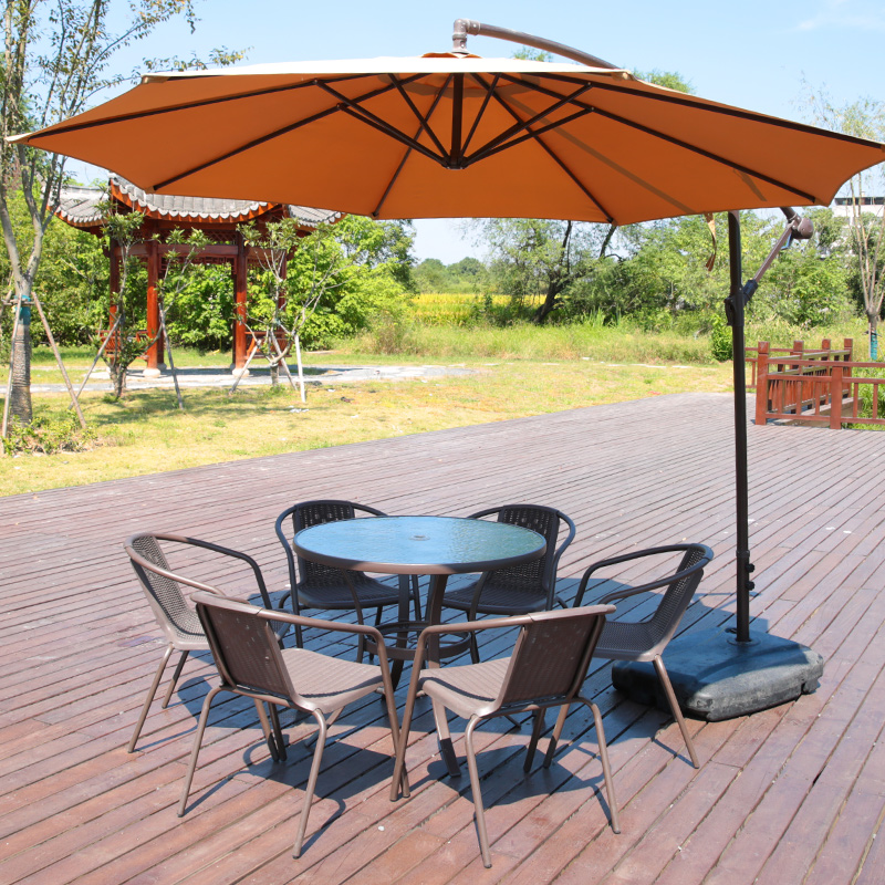 户外休闲桌椅室外露台露天椅子花园庭院藤椅组合铁艺餐桌椅五件套
